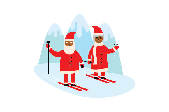 Mr and Mrs Claus Go Skiing: A Festive Graphic Design Asset