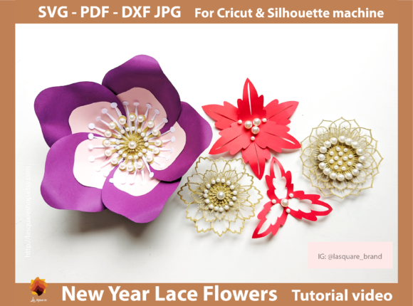 New Year Lace Flowers Backdrop Templates