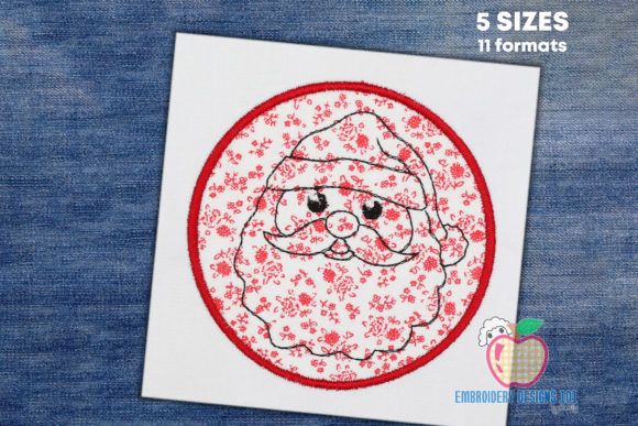 Santa Face in Circle Applique for Christmas Branding